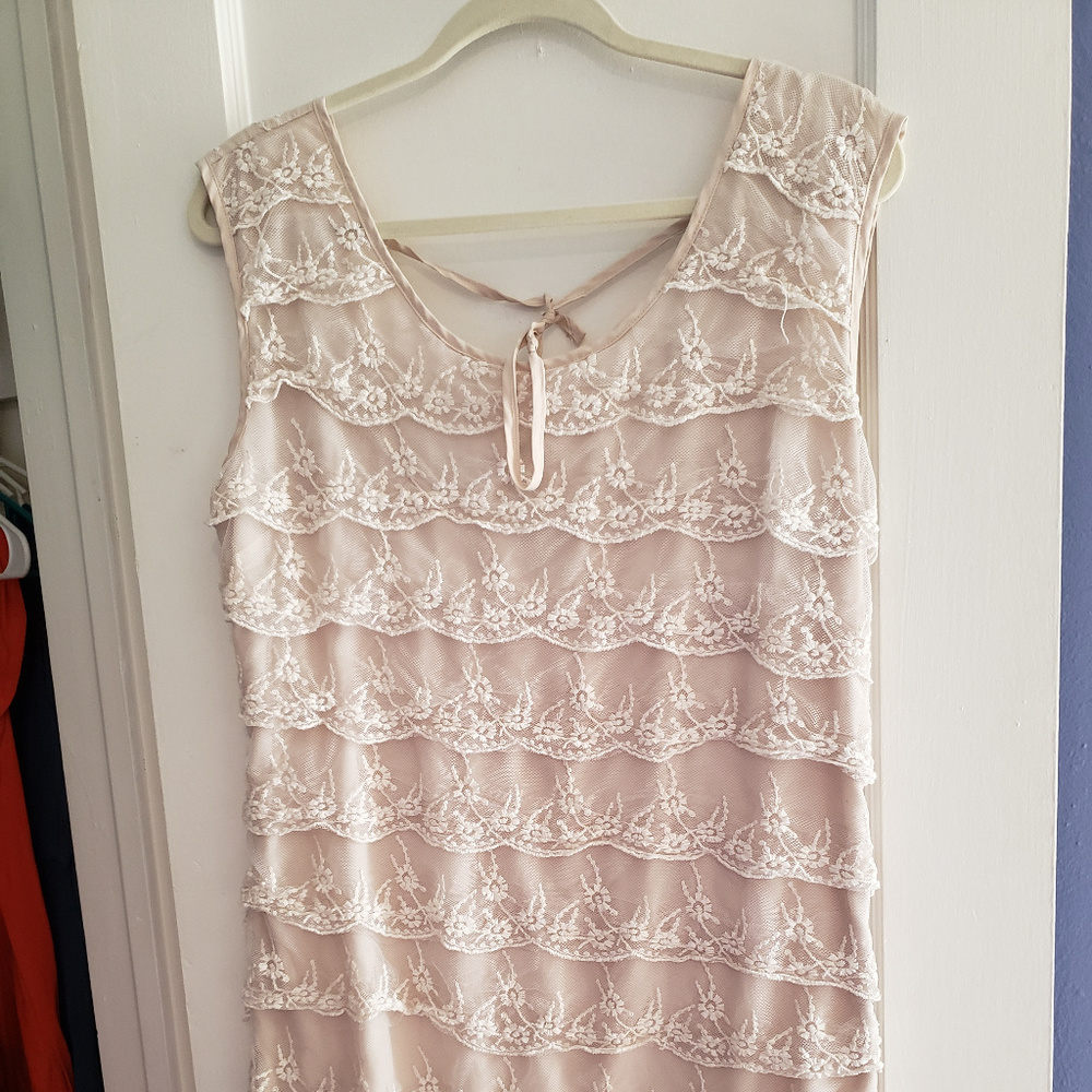 White Lace Ruffle Dress